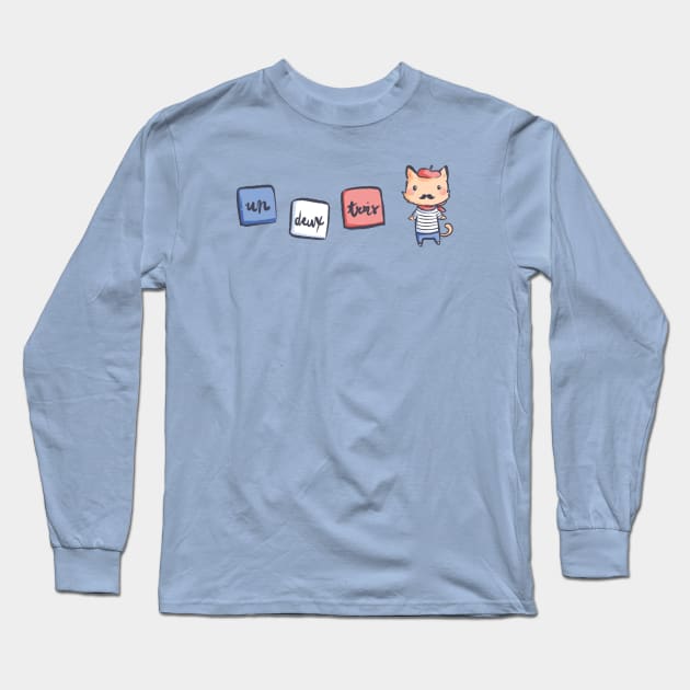 Un Deux Trois Cat Long Sleeve T-Shirt by mschibious